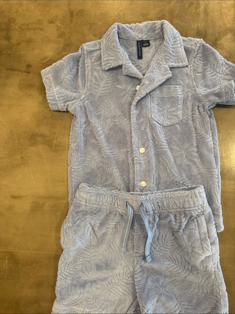 Kids Plush Short-Sleeve Cabana Set - Light Blue Size 2T